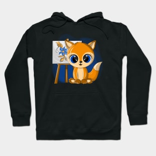 Funny fox painter with easel Hoodie